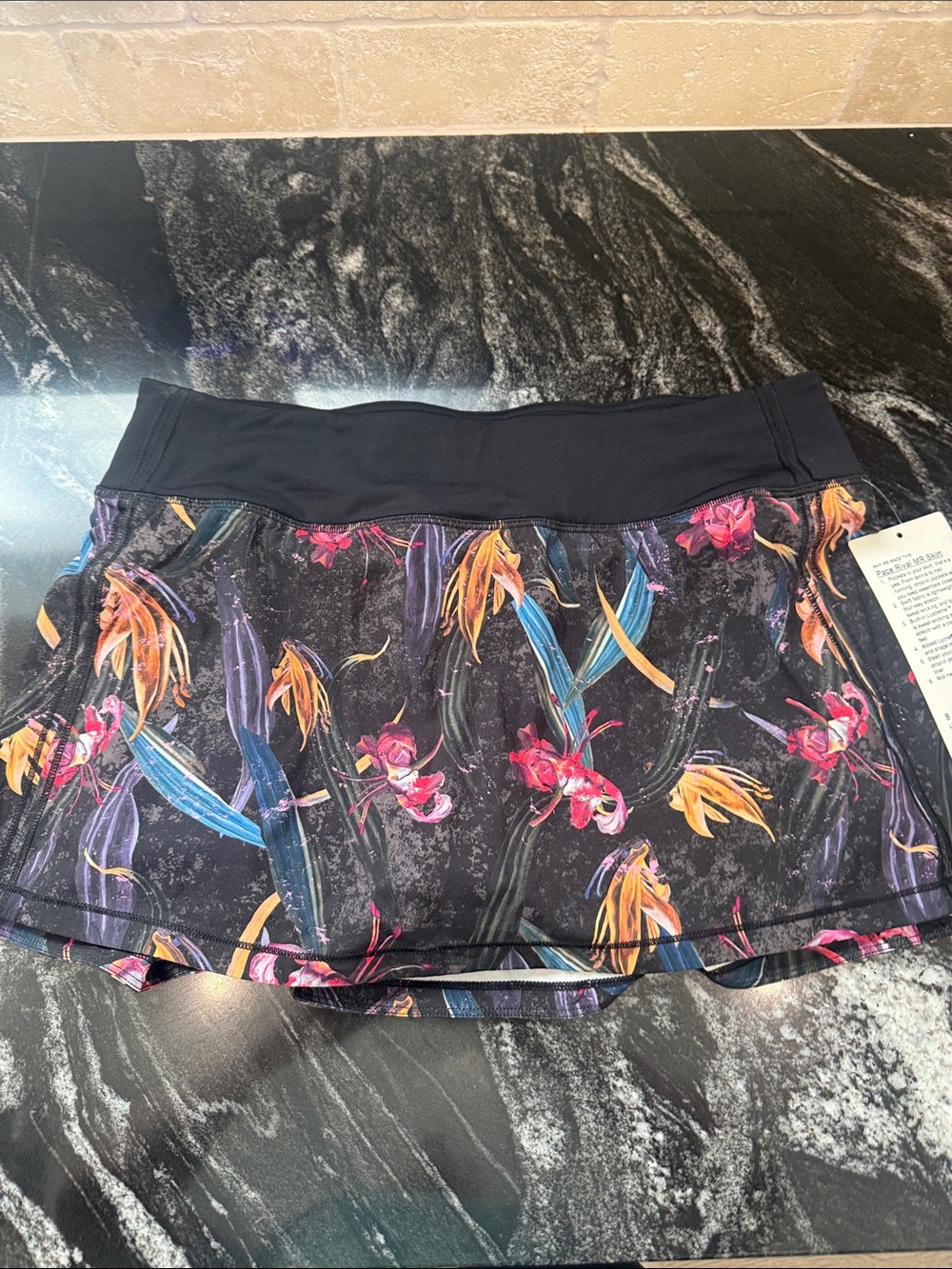 lululemon athletica Black  Print Athletic Skort with Built-In Shorts